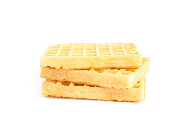 Beyaz arka planda izole tatlı Belçika waffle — Stok fotoğraf