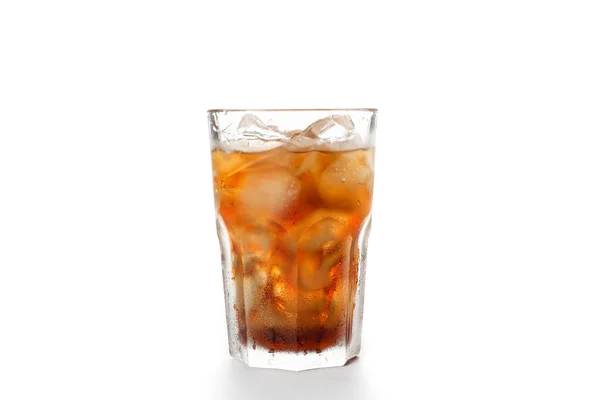 Glass of cold cola isolated on white background Royalty Free Stock Photos