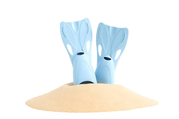 Блакитні лапки в купі піску ізольовані на білому тлі — стокове фото