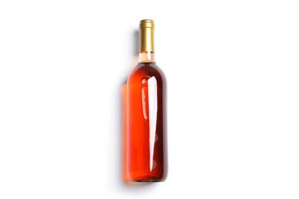 Bottiglia con vino rosa isolato su sfondo bianco — Foto Stock
