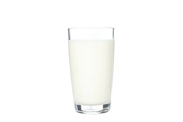 Vidrio con leche fresca aislada sobre fondo blanco —  Fotos de Stock