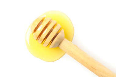 Dipper ve bal beyaz arka plan, üst görünüm izole