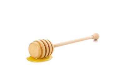 Beyaz arka planda izole bal ile Dipper, yakın