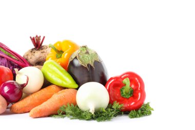 Olgun sebze izole ile Kompozisyon. İyi hasat