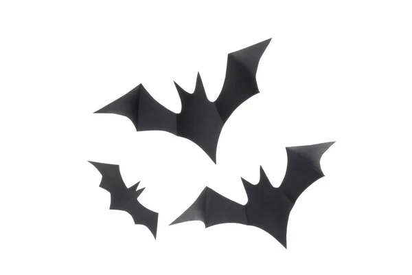 Morcegos pretos decorativos isolados no fundo branco — Fotografia de Stock