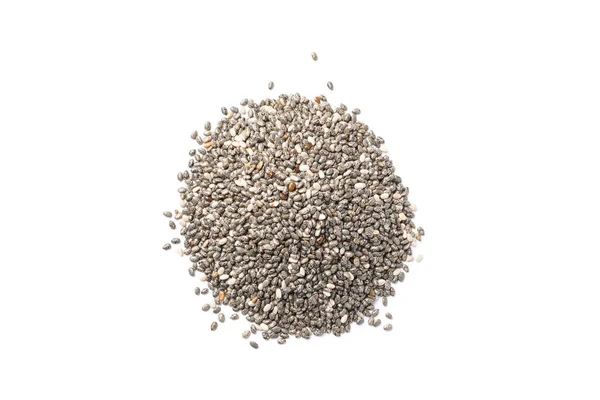 Heap de sementes de chia isoladas em fundo branco — Fotografia de Stock