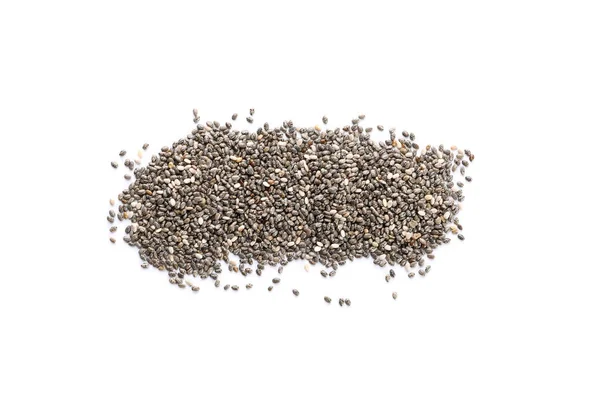 Heap de sementes de chia isoladas em fundo branco — Fotografia de Stock