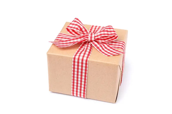 Beautiful gift box with bow isolated on white background — Stock Photo, Image