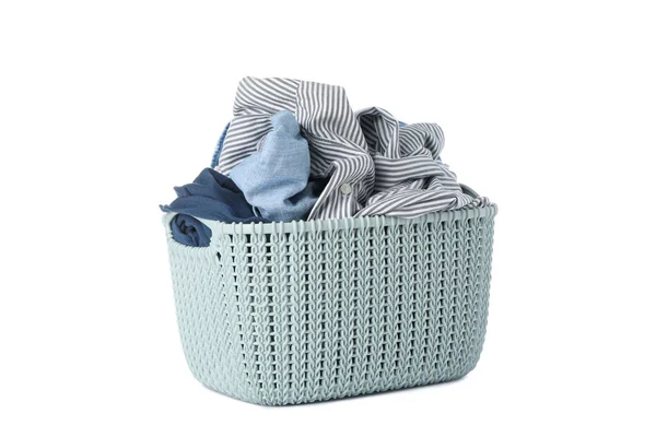 Basket with clothes isolated on white background — Stock Photo, Image