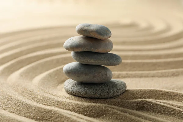 Stones Sand Patterns Zen Concept — Stock Photo, Image