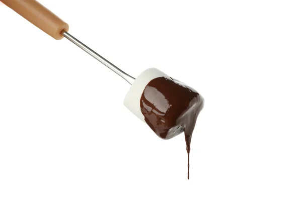 Зефір Шоколадному Соусі Ізольований Білому Тлі — стокове фото