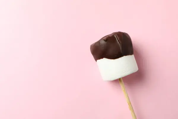 Marshmallow Chocolate Pink Background Sweet Food — Stock Photo, Image