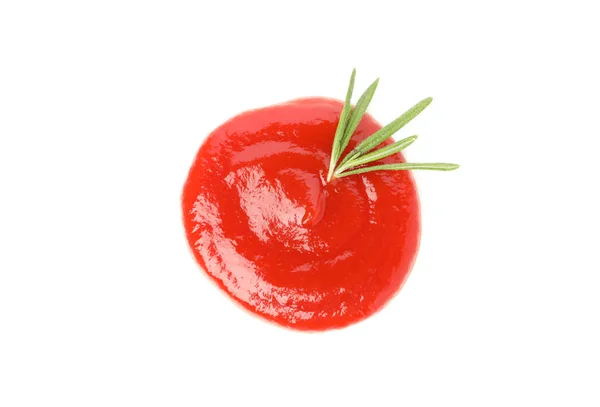 Leckere Tomatensauce Isoliert Auf Weißem Hintergrund — Stockfoto