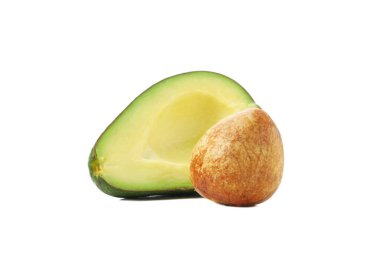 Beyaz arka planda izole edilmiş taze avokado.