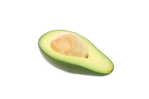 Metà Avocado Maturo Isolato Sfondo Bianco — Foto Stock