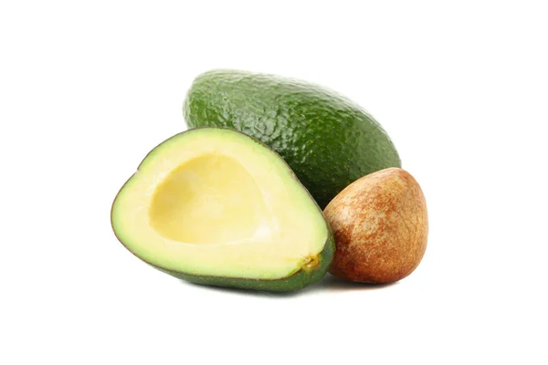 Rijp Verse Avocado Geïsoleerd Witte Achtergrond — Stockfoto