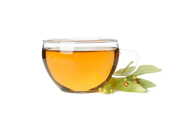 Cup Linden Tea Isolated White Background — Stock Photo, Image