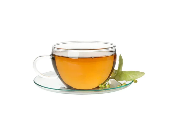 Cup Linden Tea Isolated White Background — Stock Photo, Image