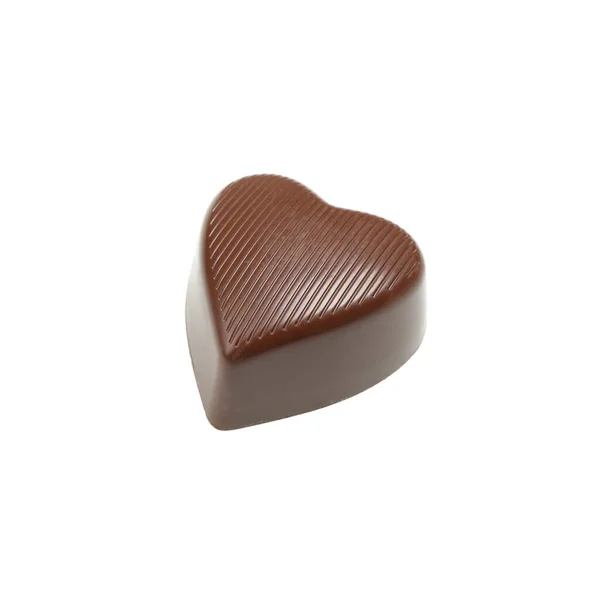 Leckere Schokoladenbonbons Herzform Isoliert Auf Weißem Hintergrund — Stockfoto