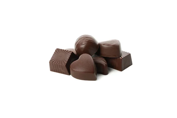 Doces Chocolate Saborosos Isolados Fundo Branco — Fotografia de Stock