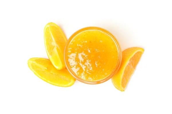 Köstliche Orangenmarmelade Isoliert Auf Weißem Hintergrund — Stockfoto