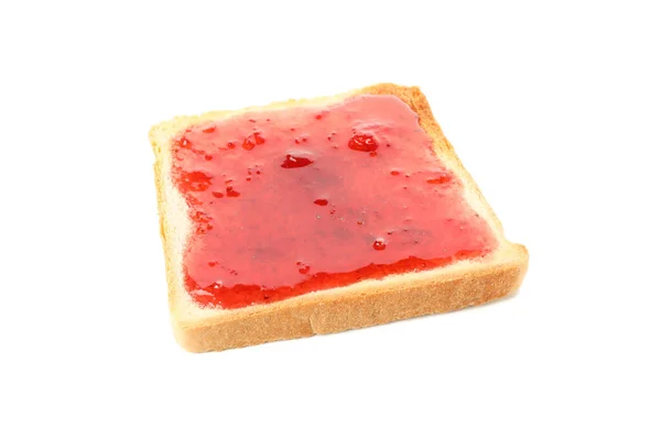 Toast Mit Erdbeermarmelade Isoliert Auf Weißem Hintergrund — Stockfoto