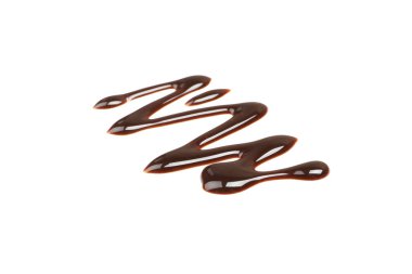 Beyaz arka planda izole edilmiş lezzetli erimiş çikolata.