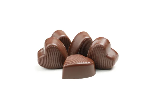 Doces Chocolate Saborosos Forma Coração Isolado Fundo Branco — Fotografia de Stock