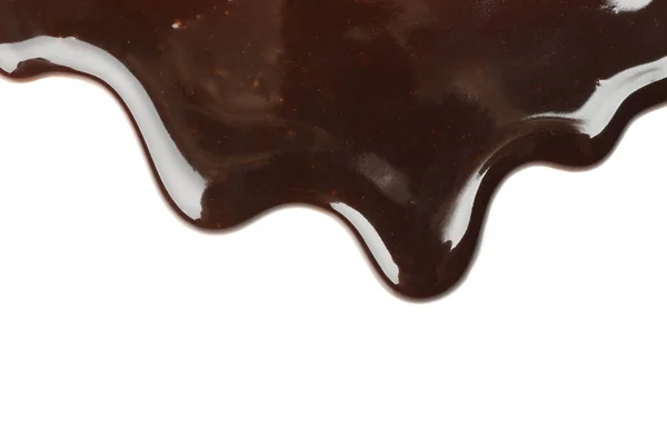 Savoureux Chocolat Fondu Isolé Sur Fond Blanc — Photo