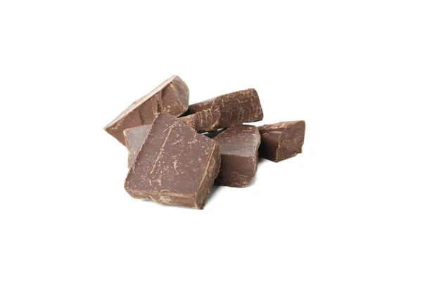 Beyaz Arka Planda Izole Edilmiş Lezzetli Çikolata Parçaları — Stok fotoğraf