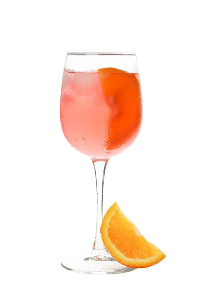 Aperol Spritz Koktejl Izolované Bílém Pozadí Letní Drink — Stock fotografie