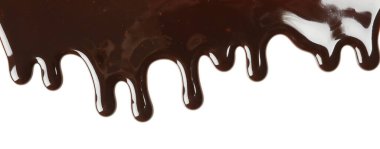 Beyaz arka planda izole edilmiş lezzetli erimiş çikolata.