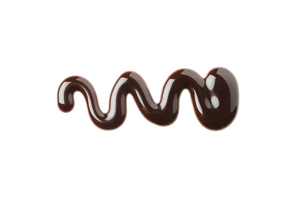 Smält Choklad Isolerad Vit Bakgrund Chokladsås — Stockfoto