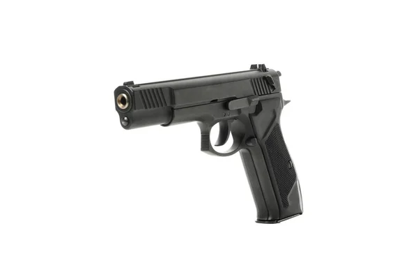 Pistola Traumatica Nera Isolata Sfondo Bianco — Foto Stock