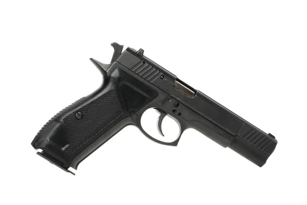 Pistola Traumática Negra Aislada Sobre Fondo Blanco — Foto de Stock