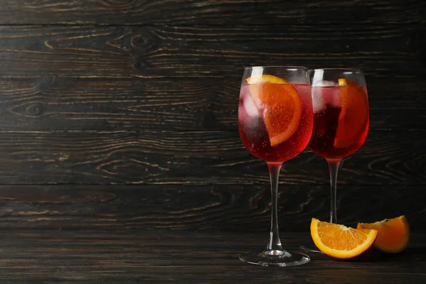 Aperol Spritz Cocktail Houten Achtergrond Zomer Drankje — Stockfoto