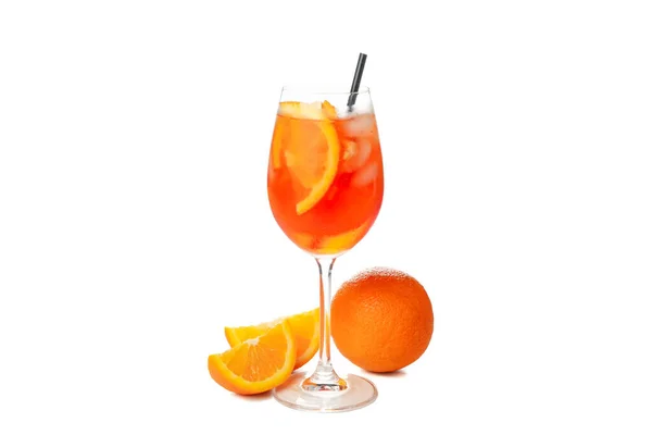 Aperol Spritz Cocktail Isolado Sobre Fundo Branco Bebida Verão — Fotografia de Stock