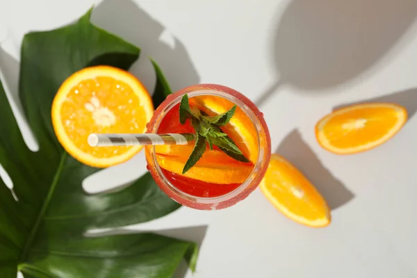 Composition Aperol Spritz Cocktail White Background Summer Drink — Stock Photo, Image