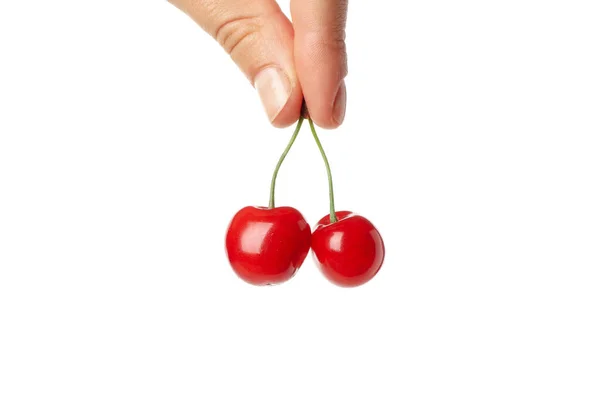 Cereza Roja Fresca Aislada Sobre Fondo Blanco — Foto de Stock