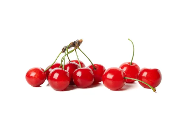 Cereza Roja Fresca Aislada Sobre Fondo Blanco — Foto de Stock