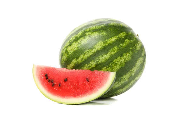 Frische Wassermelone Isoliert Auf Weißem Hintergrund Sommerfrucht — Stockfoto