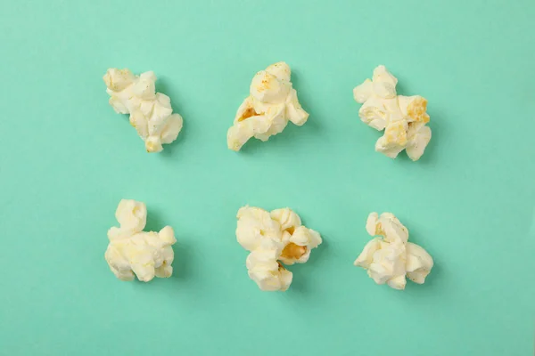 Flach Lag Popcorn Auf Minzgrund Nahrung Für Das Kino — Stockfoto