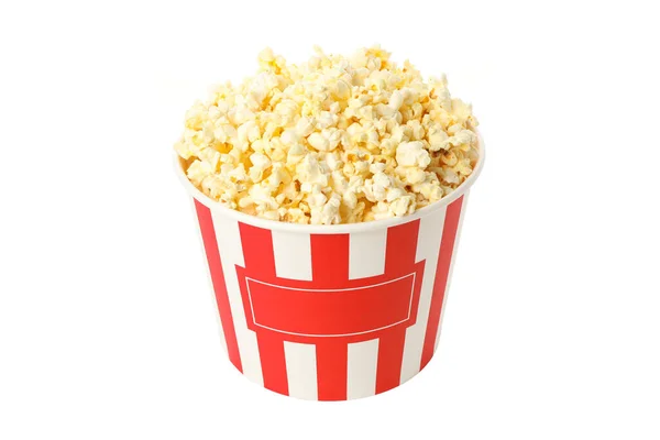 Cardboard Bucket Popcorn Isolated White Background — Stock Photo, Image