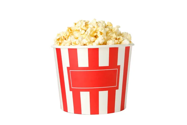 Cardboard Bucket Popcorn Isolated White Background — Stock Photo, Image