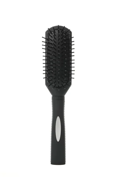 Brosse Cheveux Noire Isolée Sur Fond Blanc — Photo