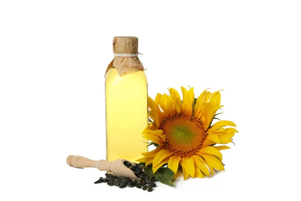 Girasol Semillas Aceite Aislados Sobre Fondo Blanco — Foto de Stock