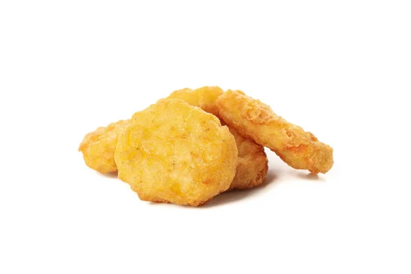 Gebratene Knusprige Chicken Nuggets Isoliert Auf Weißem Hintergrund — Stockfoto