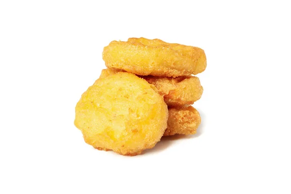 Nuggets Pollo Crujientes Fritos Aislados Sobre Fondo Blanco —  Fotos de Stock