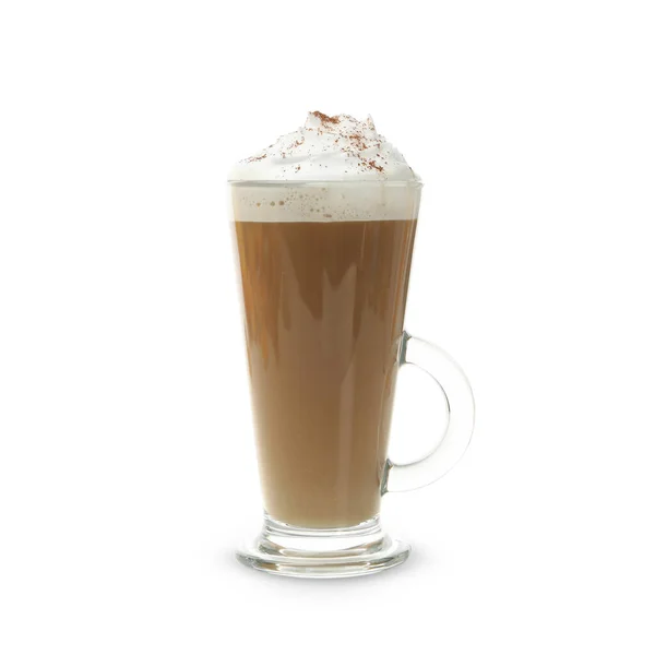 Vidrio Latte Aislado Sobre Fondo Blanco — Foto de Stock