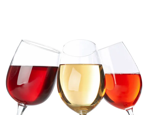 Gläser Wein Isoliert Auf Weißem Hintergrund — Stockfoto